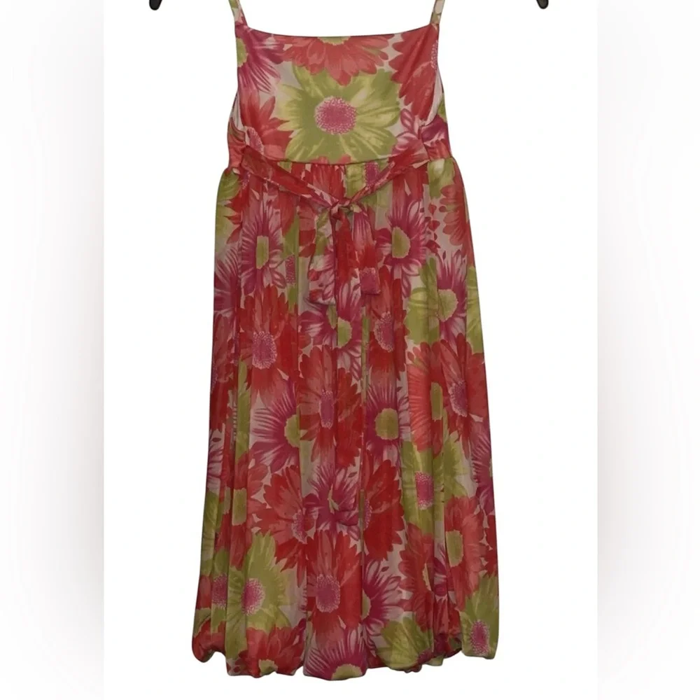 Bonnie Jean Pink and Green Floral Camisole Dress